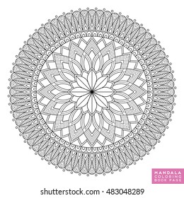 Flower Mandala. Vintage decorative elements. Oriental pattern, vector illustration. Islam, Arabic, Indian, moroccan,spain,  turkish, pakistan, chinese, mystic, ottoman motifs. Coloring book page