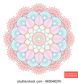 Flower Mandala. Vintage decorative elements. Oriental pattern, vector illustration. Islam, Arabic, Indian, moroccan,spain,  turkish, pakistan, chinese, mystic, ottoman motifs. Coloring book page