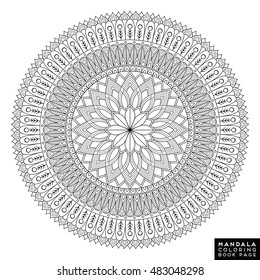 Flower Mandala. Vintage decorative elements. Oriental pattern, vector illustration. Islam, Arabic, Indian, moroccan,spain,  turkish, pakistan, chinese, mystic, ottoman motifs. Coloring book page