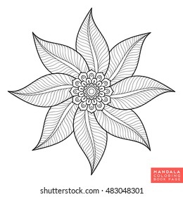 Flower Mandala. Vintage decorative elements. Oriental pattern, vector illustration. Islam, Arabic, Indian, moroccan,spain,  turkish, pakistan, chinese, mystic, ottoman motifs. Coloring book page