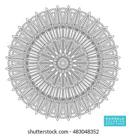 Flower Mandala. Vintage decorative elements. Oriental pattern, vector illustration. Islam, Arabic, Indian, moroccan,spain,  turkish, pakistan, chinese, mystic, ottoman motifs. Coloring book page