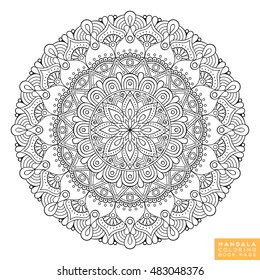 Flower Mandala. Vintage decorative elements. Oriental pattern, vector illustration. Islam, Arabic, Indian, moroccan,spain,  turkish, pakistan, chinese, mystic, ottoman motifs. Coloring book page