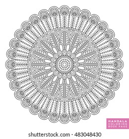 Flower Mandala. Vintage decorative elements. Oriental pattern, vector illustration. Islam, Arabic, Indian, moroccan,spain,  turkish, pakistan, chinese, mystic, ottoman motifs. Coloring book page