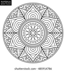 Flower Mandala. Vintage decorative elements. Oriental pattern, vector illustration. Islam, Arabic, Indian, moroccan,spain,  turkish, pakistan, chinese, mystic, ottoman motifs. Coloring book page