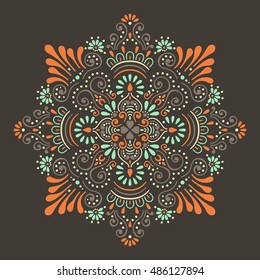 Flor Mandala. Elementos decorativos vintage. Padrão oriental, ilustração vetorial. Islã, árabe, indiano, turco, Paquistão, chinês, motivos otomanos