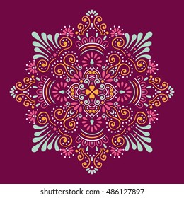 Flor Mandala. Elementos decorativos de época. Patrón oriental, ilustración vectorial.  Islam, árabe, indio, turco, pakistán, motivos chinos, otomanos