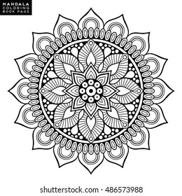 Flower Mandala. Vintage decorative elements. Oriental pattern, vector illustration. Islam, Arabic, Indian, moroccan,spain,  turkish, pakistan, chinese, mystic, ottoman motifs. Coloring book page