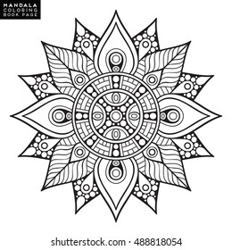 Flower Mandala. Vintage decorative elements. Oriental pattern, vector illustration. Islam, Arabic, Indian, moroccan,spain,  turkish, pakistan, chinese, mystic, ottoman motifs. Coloring book page