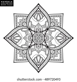 Flower Mandala. Vintage decorative elements. Oriental pattern, vector illustration. Islam, Arabic, Indian, moroccan,spain,  turkish, pakistan, chinese, mystic, ottoman motifs. Coloring book page