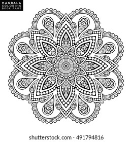 Flower Mandala. Vintage decorative elements. Oriental pattern, vector illustration. Islam, Arabic, Indian, moroccan,spain,  turkish, pakistan, chinese, mystic, ottoman motifs. Coloring book page