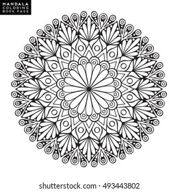 Flower Mandala. Vintage decorative elements. Oriental pattern, vector illustration. Islam, Arabic, Indian, moroccan,spain,  turkish, pakistan, chinese, mystic, ottoman motifs. Coloring book page