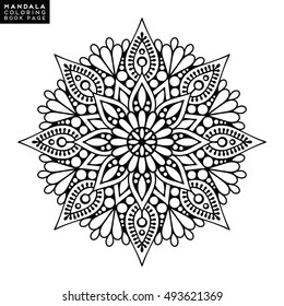 Flower Mandala. Vintage decorative elements. Oriental pattern, vector illustration. Islam, Arabic, Indian, moroccan,spain,  turkish, pakistan, chinese, mystic, ottoman motifs. Coloring book page