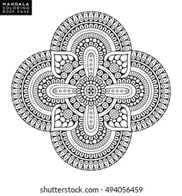 Flower Mandala. Vintage decorative elements. Oriental pattern, vector illustration. Islam, Arabic, Indian, moroccan,spain,  turkish, pakistan, chinese, mystic, ottoman motifs. Coloring book page