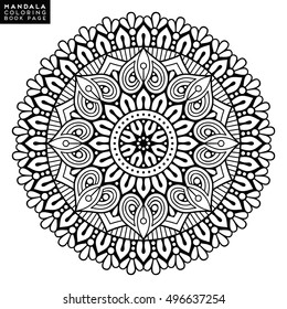 Flower Mandala. Vintage decorative elements. Oriental pattern, vector illustration. Islam, Arabic, Indian, moroccan,spain,  turkish, pakistan, chinese, mystic, ottoman motifs. Coloring book page