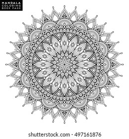 Flower Mandala. Vintage decorative elements. Oriental pattern, vector illustration. Islam, Arabic, Indian, moroccan,spain,  turkish, pakistan, chinese, mystic, ottoman motifs. Coloring book page