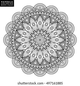 Flower Mandala. Vintage decorative elements. Oriental pattern, vector illustration. Islam, Arabic, Indian, moroccan,spain,  turkish, pakistan, chinese, mystic, ottoman motifs. Coloring book page