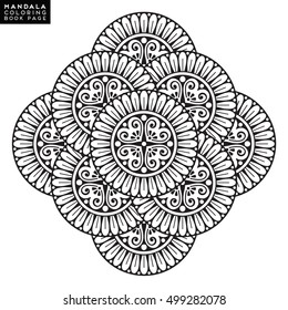 Flower Mandala. Vintage decorative elements. Oriental pattern, vector illustration. Islam, Arabic, Indian, moroccan,spain,  turkish, pakistan, chinese, mystic, ottoman motifs. Coloring book page