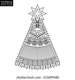 Flower Mandala. Vintage decorative elements. Oriental pattern, vector illustration. Islam, Arabic, Indian, moroccan,spain,  turkish, pakistan, chinese, mystic, ottoman motifs. Coloring book page