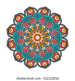 Flower Mandala. Vintage decorative elements. Oriental pattern, vector illustration. Islam, Arabic, Indian, turkish, pakistan, chinese, ottoman motifs. Vector for coloring page for adults