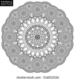 Flower Mandala. Vintage decorative elements. Oriental pattern, vector illustration. Islam, Arabic, Indian, moroccan,spain,  turkish, pakistan, chinese, mystic, ottoman motifs. Coloring book page