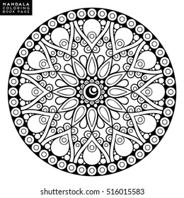 Flower Mandala. Vintage decorative elements. Oriental pattern, vector illustration. Islam, Arabic, Indian, moroccan,spain,  turkish, pakistan, chinese, mystic, ottoman motifs. Coloring book page