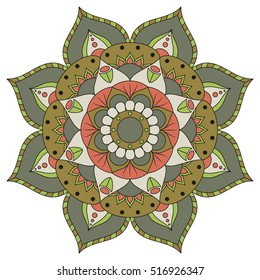 Flower Mandala. Vintage decorative elements. Oriental pattern, vector illustration. Islam, Arabic, Indian, turkish, pakistan, chinese, ottoman motifs