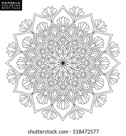 Flower Mandala. Vintage decorative elements. Oriental pattern, vector illustration. Islam, Arabic, Indian, moroccan,spain,  turkish, pakistan, chinese, mystic, ottoman motifs. Coloring book page