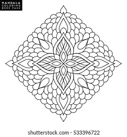 Flower Mandala. Vintage decorative elements. Oriental pattern, vector illustration. Islam, Arabic, Indian, moroccan,spain,  turkish, pakistan, chinese, mystic, ottoman motifs. Coloring book page