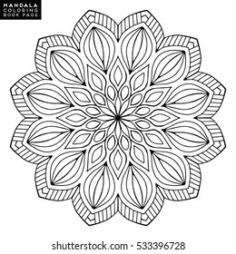 Flower Mandala. Vintage decorative elements. Oriental pattern, vector illustration. Islam, Arabic, Indian, moroccan,spain,  turkish, pakistan, chinese, mystic, ottoman motifs. Coloring book page