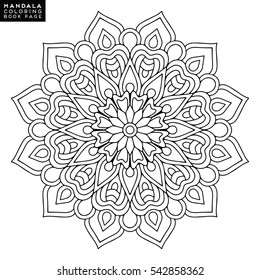 Flower Mandala. Vintage decorative elements. Oriental pattern, vector illustration. Islam, Arabic, Indian, moroccan,spain,  turkish, pakistan, chinese, mystic, ottoman motifs. Coloring book page