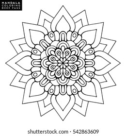 Flower Mandala. Vintage decorative elements. Oriental pattern, vector illustration. Islam, Arabic, Indian, moroccan,spain,  turkish, pakistan, chinese, mystic, ottoman motifs. Coloring book page