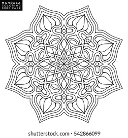 Flower Mandala. Vintage decorative elements. Oriental pattern, vector illustration. Islam, Arabic, Indian, moroccan,spain,  turkish, pakistan, chinese, mystic, ottoman motifs. Coloring book page