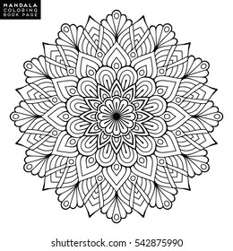 Flower Mandala. Vintage decorative elements. Oriental pattern, vector illustration. Islam, Arabic, Indian, moroccan,spain,  turkish, pakistan, chinese, mystic, ottoman motifs. Coloring book page