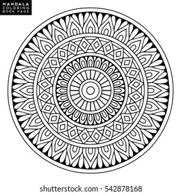 Flower Mandala. Vintage decorative elements. Oriental pattern, vector illustration. Islam, Arabic, Indian, moroccan,spain,  turkish, pakistan, chinese, mystic, ottoman motifs. Coloring book page