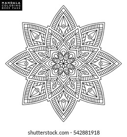 Flower Mandala. Vintage decorative elements. Oriental pattern, vector illustration. Islam, Arabic, Indian, moroccan,spain,  turkish, pakistan, chinese, mystic, ottoman motifs. Coloring book page