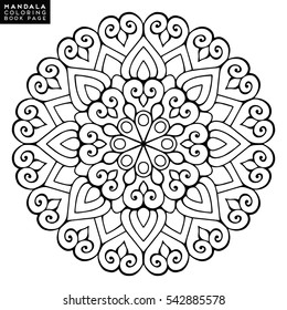 Flower Mandala. Vintage decorative elements. Oriental pattern, vector illustration. Islam, Arabic, Indian, moroccan,spain,  turkish, pakistan, chinese, mystic, ottoman motifs. Coloring book page