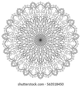 Flower Mandala. Vintage decorative elements. Oriental pattern, vector illustration. Islam, Arabic, Indian, moroccan,spain, turkish, pakistan, chinese, mystic, ottoman motifs. Coloring book page