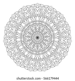 Flower Mandala. Vintage decorative elements. Oriental pattern, vector illustration. Islam, Arabic, Indian, moroccan,spain, turkish, pakistan, chinese, mystic, ottoman motifs. Coloring book page