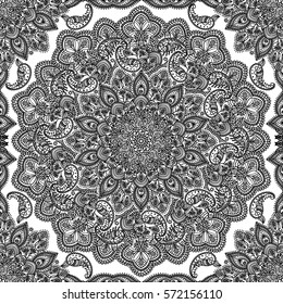 Flower Mandala. Vintage decorative elements. Oriental pattern, vector illustration. Islam, Arabic, Indian, moroccan, spain, turkish, pakistan, chinese, mystic, ottoman motifs. Coloring book page. 