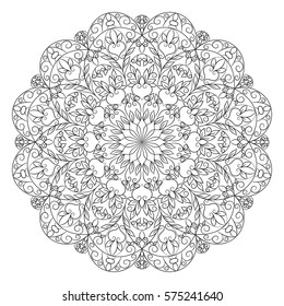 Flower Mandala. Vintage decorative elements. Oriental pattern, vector illustration. Coloring book page for adults.
