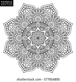 Flower Mandala. Vintage decorative elements. Oriental pattern, vector illustration. Islam, Arabic, Indian, moroccan,spain, turkish, pakistan, chinese, mystic, ottoman motifs. Coloring book page