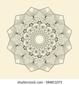 Flower Mandala. Vintage decorative elements. Oriental pattern, vector illustration. Islam, Arabic, Indian, spain, turkish, pakistan, chinese,ottoman motifs. Coloring book page