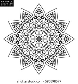 Flower Mandala. Vintage decorative elements. Oriental pattern, vector illustration. Islam, Arabic, Indian, moroccan,spain, turkish, pakistan, chinese, mystic, ottoman motifs. Coloring book page