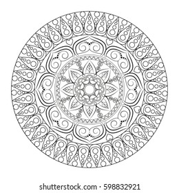 Flower Mandala. Vintage decorative elements. Oriental pattern, vector illustration. Islam, Arabic, Indian, moroccan,spain, turkish, pakistan, chinese, mystic, ottoman motifs. Coloring book page
