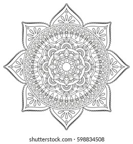 Flower Mandala. Vintage decorative elements. Oriental pattern, vector illustration. Islam, Arabic, Indian, moroccan,spain, turkish, pakistan, chinese, mystic, ottoman motifs. Coloring book page