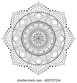 Flower Mandala. Vintage decorative elements. Oriental pattern, vector illustration. Islam, Arabic, Indian, moroccan,spain, turkish, pakistan, chinese, mystic, ottoman motifs. Coloring book page