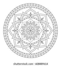 Flower Mandala. Vintage decorative elements. Oriental pattern, vector illustration. Islam, Arabic, Indian, moroccan,spain, turkish, pakistan, chinese, mystic, ottoman motifs. Coloring book page