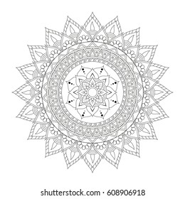 Flower Mandala. Vintage decorative elements. Oriental pattern, vector illustration. Islam, Arabic, Indian, moroccan,spain, turkish, pakistan, chinese, mystic, ottoman motifs. Coloring book page