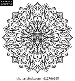 Flower Mandala. Vintage decorative elements. Oriental pattern, vector illustration. Islam, Arabic, Indian, moroccan,spain, turkish, pakistan, chinese, mystic, ottoman motifs. Coloring book page