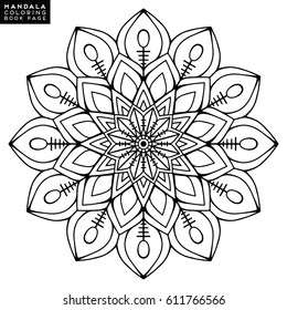 Flower Mandala. Vintage decorative elements. Oriental pattern, vector illustration. Islam, Arabic, Indian, moroccan,spain, turkish, pakistan, chinese, mystic, ottoman motifs. Coloring book page